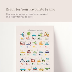 Transport Alphabet Druck, Personalisierte Jungen ABC Poster, Junge Kinderzimmer Drucke, Kinder Fahrzeug Poster, ungerahmt Bild 8