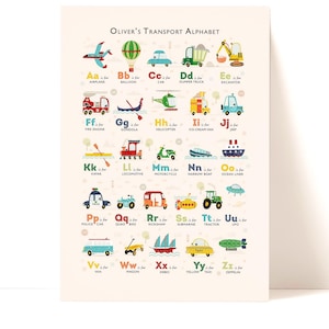 Close Up Transport Alphabet Print Details Educational Wall Art PaperPaintPixels