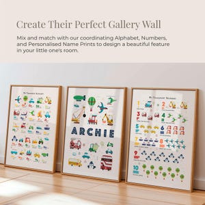 Transport Alphabet Druck, Personalisierte Jungen ABC Poster, Junge Kinderzimmer Drucke, Kinder Fahrzeug Poster, ungerahmt Bild 9