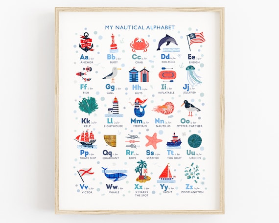 Nautical Nursery Print Alphabet Wall Art Ocean Theme Nursery | Etsy