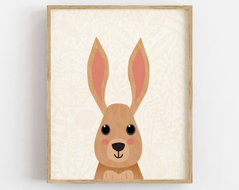 Rabbit Nursery Print, Woodland Animals Nursery Poster, Cute Animal Print, Perfect for Woodland Nursery