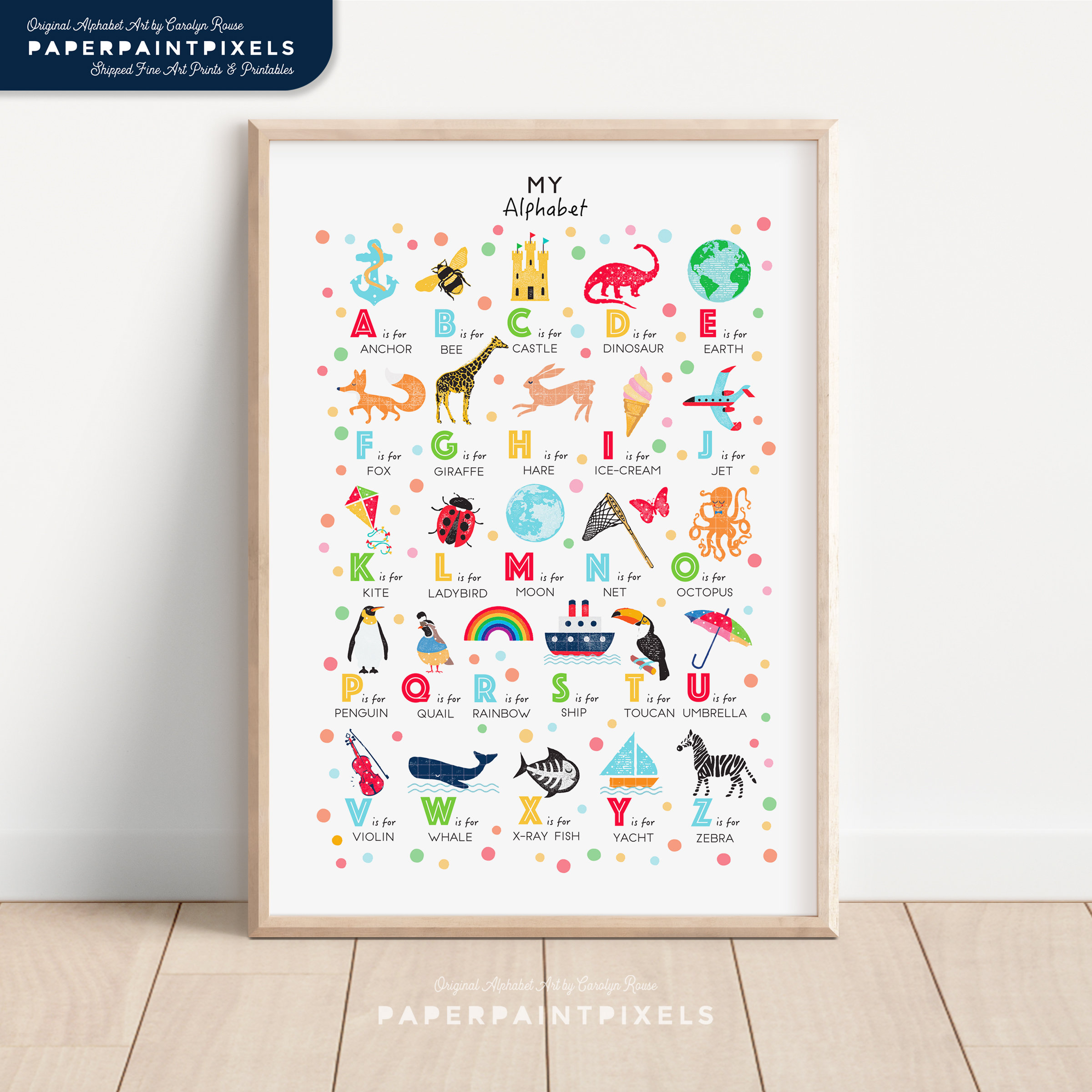Alphabet Poster, Colourful Printable Wall Art, ABC Poster