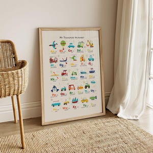 Transport Alphabet Druck, Personalisierte Jungen ABC Poster, Junge Kinderzimmer Drucke, Kinder Fahrzeug Poster, ungerahmt Bild 11