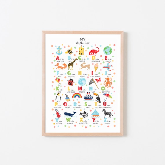 Nursery Animal Alphabet Poster Wall Art Printable ABC Poster Nursery ...