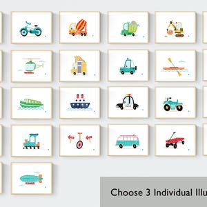 Transport Alphabet Print Set: Vehicle Gallery Wall Art (Personalised) image 4