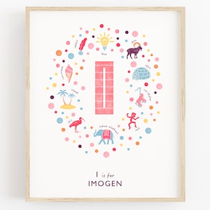 Letra I impresa, iniciales de bebé para la habitación de un bebé, ideas de decoración para niñas, habitación rústica para niñas, regalo de baby shower para bebés, personalizado