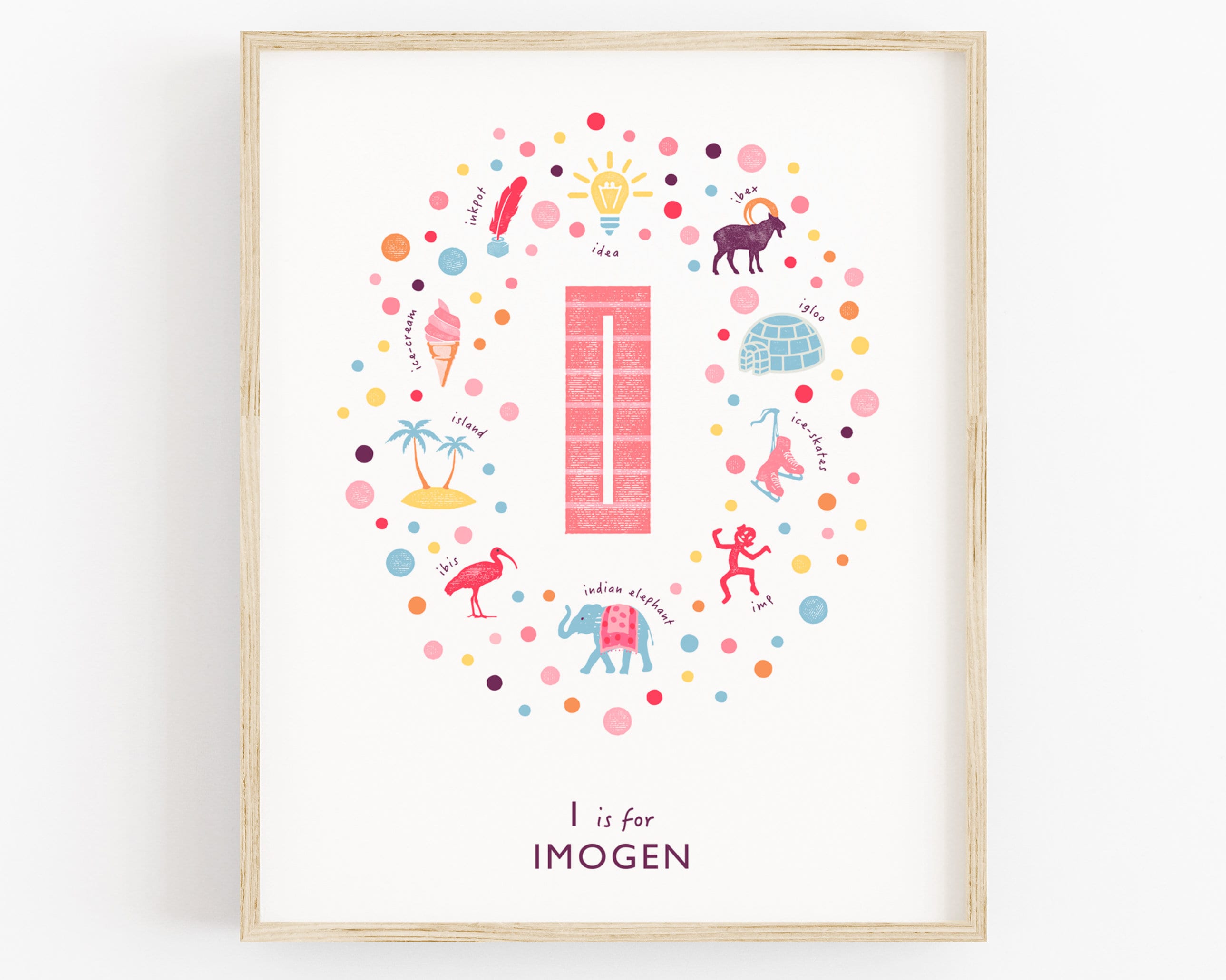 Letter I Print Baby Initials for Nursery Baby Girl Decor Etsy