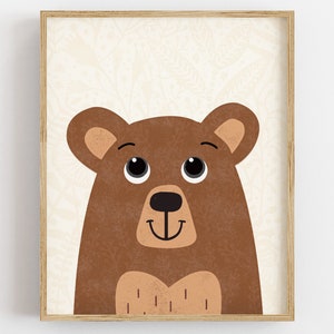 Bear Nursery Print, Woodland Animals Nursery Poster, Cute Animal Print, Perfect Gift for Woodland Nursery