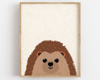 Hedgehog Nursery Print, Cute Woodland Animal Poster