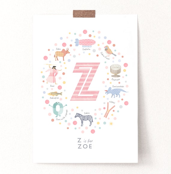 Arte inicial del bebe de la letra Z idea personalizada del regalo del bebe decoracion de la guarderia de la nina Etsy Mexico