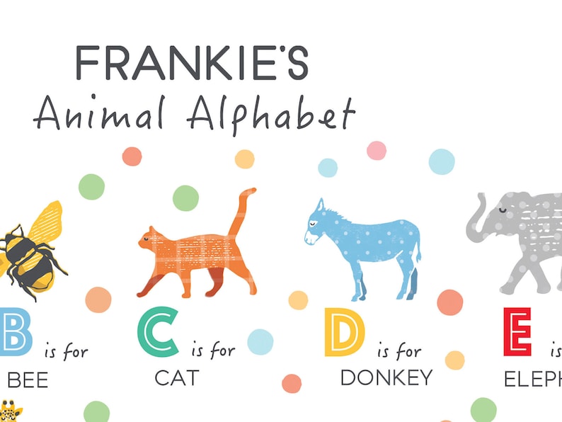 Animal Alphabet Print Nursery Decor Animal Alphabet Poster Etsy