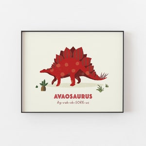 Personalised Dinosaur Nursery Name Print, Dinosaur Christmas Gift, Stegosaurus Nursery Wall Art, Personalized Gift for Kids, Dino Decor image 3