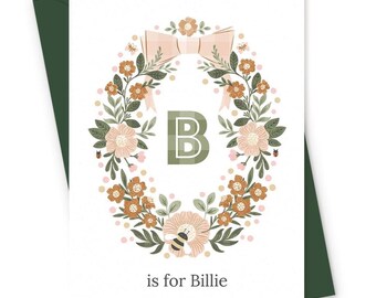 Personalized New Baby Card: Botanical Floral Keepsake - Earth Tones