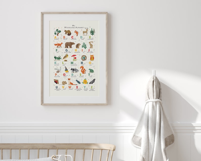 Woodland Alphabet Print, Forest Theme Alphabet Poster, Woodland Nursery Art, Perfect Gift for Nature Lovers, Can Be Personalised image 5