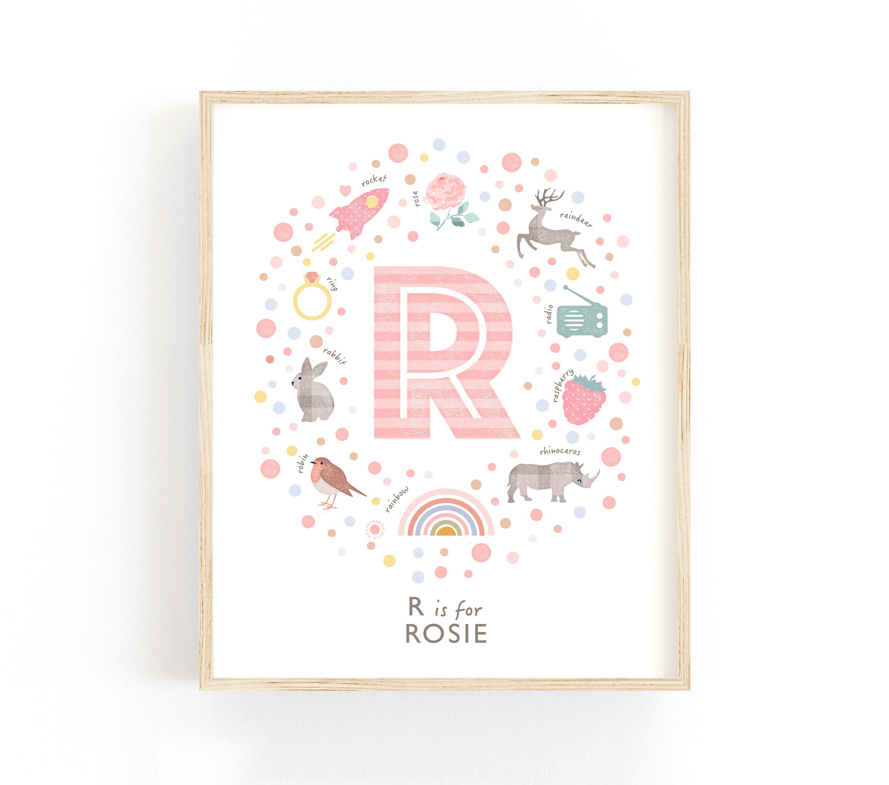Personalised Letter R Nursery Print Illustrated Letter R Etsy