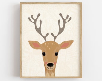 Deer Nursery Print, Woodland Animals Nursery Poster, Cute Animal Print, Perfect Gift for Woodland Nursery