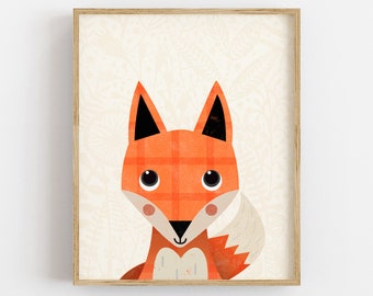 Fox Nursery Art Print, Woodland Animal Poster