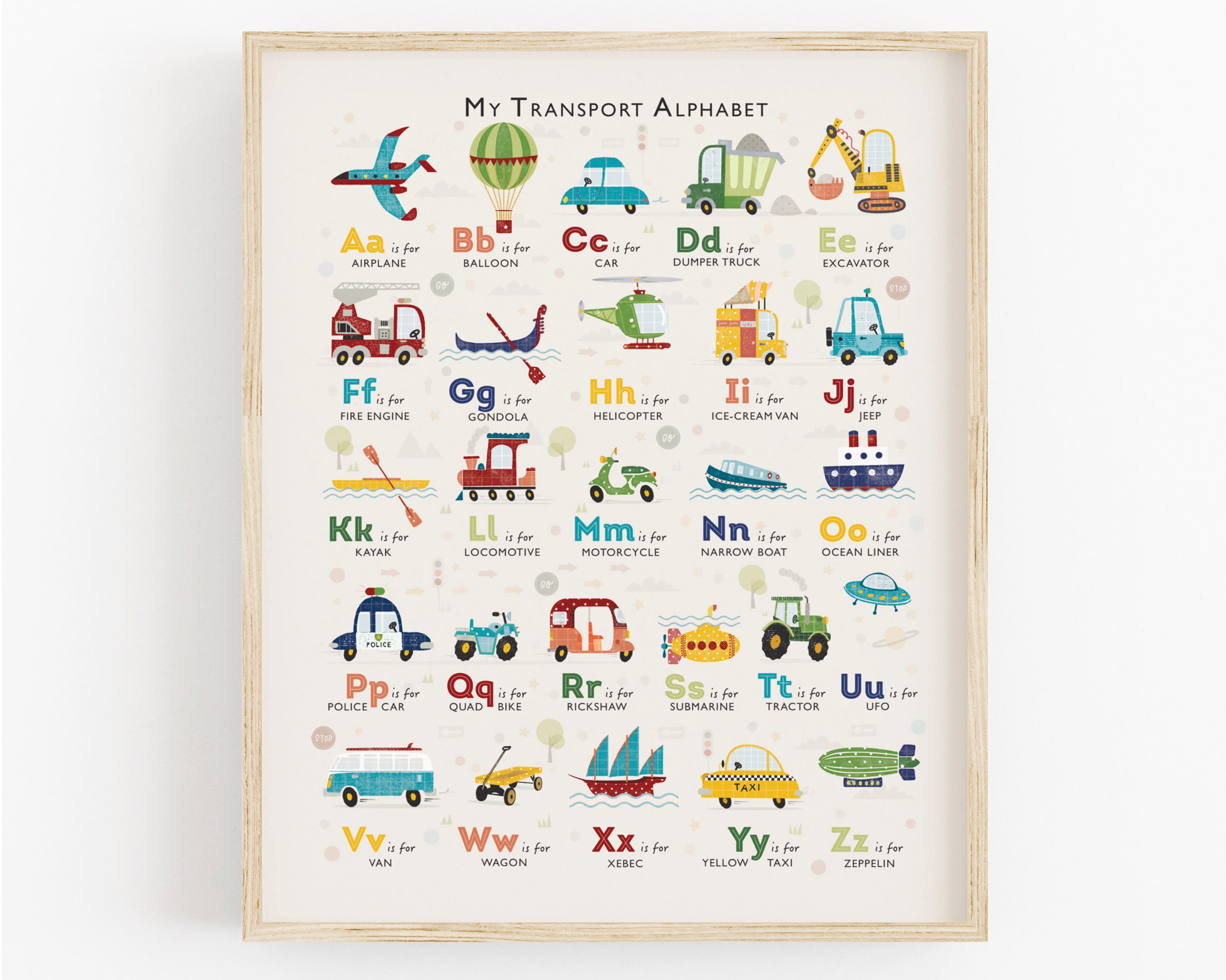 Canvas Poster Transportation Alphabet Print Car Abc Letters - Temu