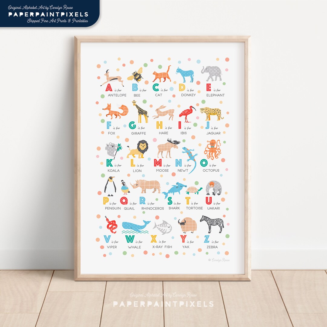 Animal Alphabet Poster, Printable Wall Art, Animal Educational ABC
