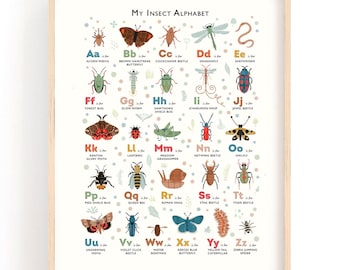 Insect ABC Poster: Nature Nursery Alphabet Wall Art