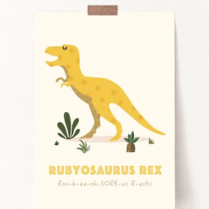 T-Rex Personalized Gift for Kids, Dinosaur Wall Decor, Dinosaur Print, Nursery Name Sign, Custom Baby gift, Dinosaur Nursery Art Print , image 3