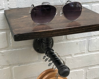 industrial shelf, clothing rack pipe wood shelving hanger