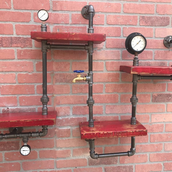 industrial shelf, steampunk shelf, pipes shelf, industrial decor,steampunk decor, office decor, home decor, entry, ,