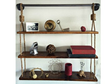 industrial shelf, Rustic Hanging Shelf, Shelves, Rustic Shelves, Pipe Shelf, Book Shelves, Bathroom Shelves, Rustic, Wall Decor, ,