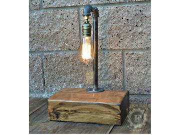 Edison Lamp, Steampunk Lamp, Upcycle Decor, Desk Lamp, Nightstand Lamp, Industrial Lamp, Desk Light, Unique Lamp, Reclaimed wood