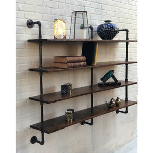 industrial decor, shelving pipe wood, pipes rustic decor, bookshelf, bar, music collection