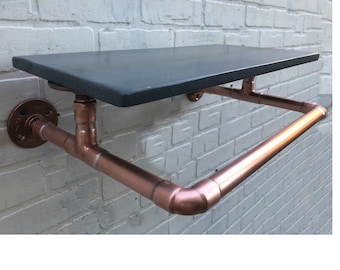 rack shelf, Industrial Shelf, copper rack, copper shelf, clothing rack, clothing pipe shelving, copper, garment rack, 19" wide