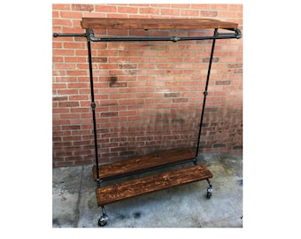 pipe rack, Rolling Rack, Rustic Decor, Industrial Decor, Display Rack, Clothes Rack, Boutique Rack, Store Rack, Home Decor, ,