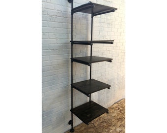 wall shelving, wall shelf, laundry shelf, pipe industrial, pipes wood, rustic industrial, reclaimed look