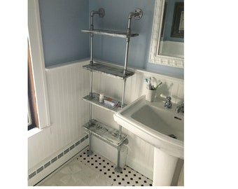 metal pipes, shelving unit, industrial shelf, shelves bathroom, wall shelf, restroom shelving, bathroom furniture, towel holder, industrial