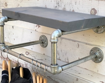 19" pipes shelf, galvanizedd, pipe rack, clothing rack, pipe shelves, garment rack, clothes hanger,  Ferrero