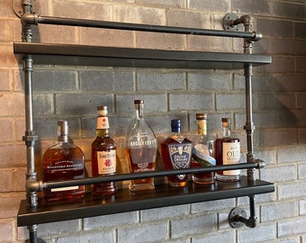 beautiful industrial Bar shelving shelf with pipe and wood, color customizable  colors sizes levels kitchen room
