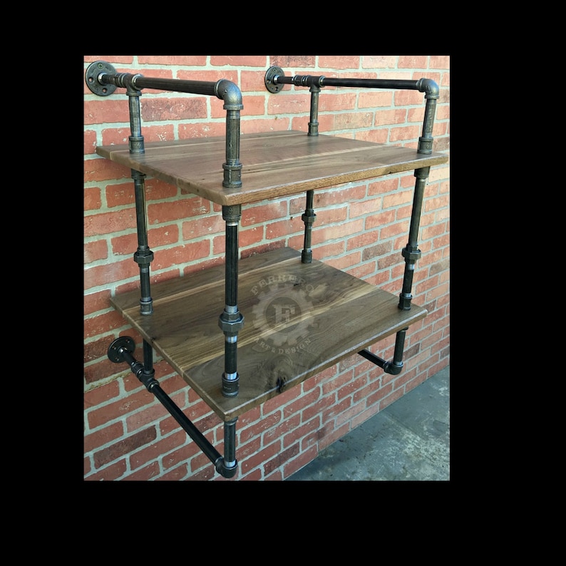 Industrial Shelf Industrial Pipe Walnut Store Shelf Etsy