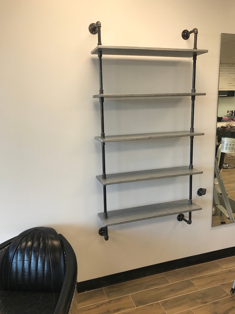 Silver Shelf Pipe Shelving Pipes Wood Industrial Shelves Etsy