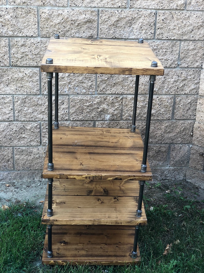 Industrial Shelf Stand Alone Shelving Pipe Wood Shelf Etsy