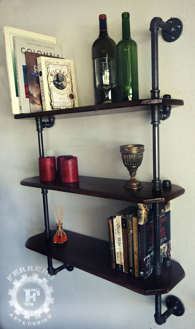 Industrial Shelves Wall Decor Pipes Pipe Wood Customization Etsy