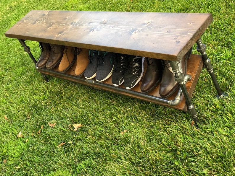 Bench Industrial Shoe Rack Industrial Steampunk Rusticart Etsy