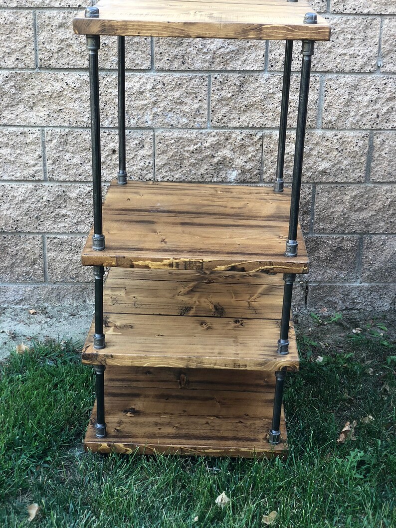 Industrial Shelf Stand Alone Shelving Pipe Wood Shelf Etsy