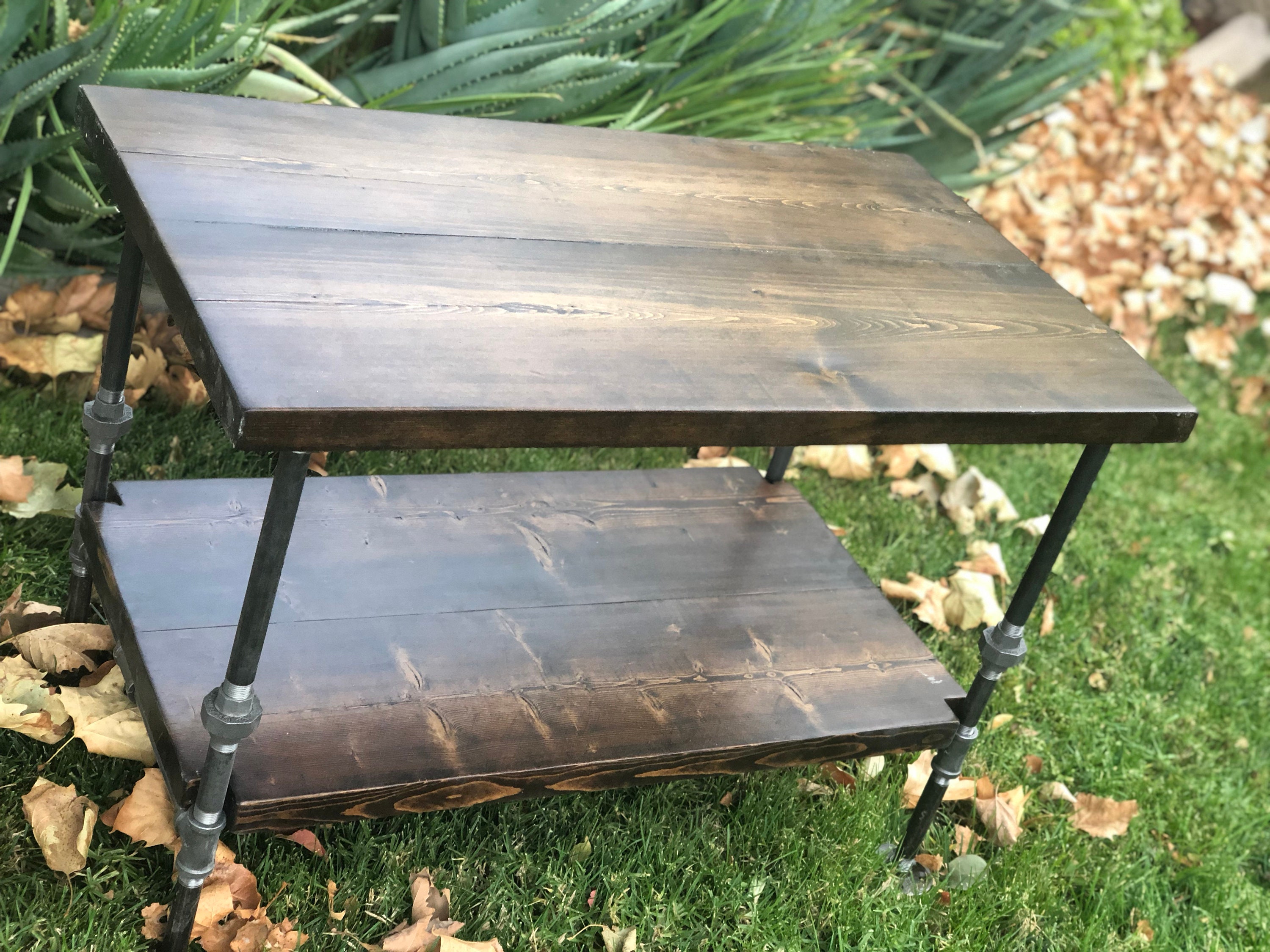 Industrial pipe table pipes table wood pipe nightstand side Etsy