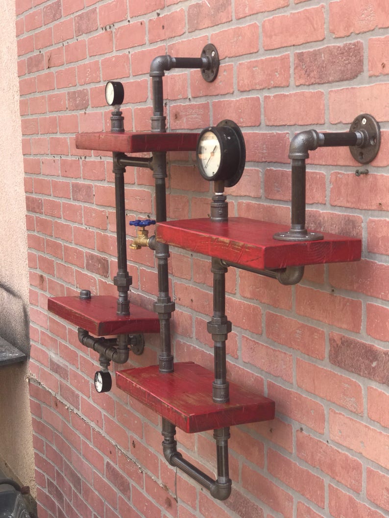 Industrial Shelf Steampunk Shelf Pipes Shelf Industrial Etsy