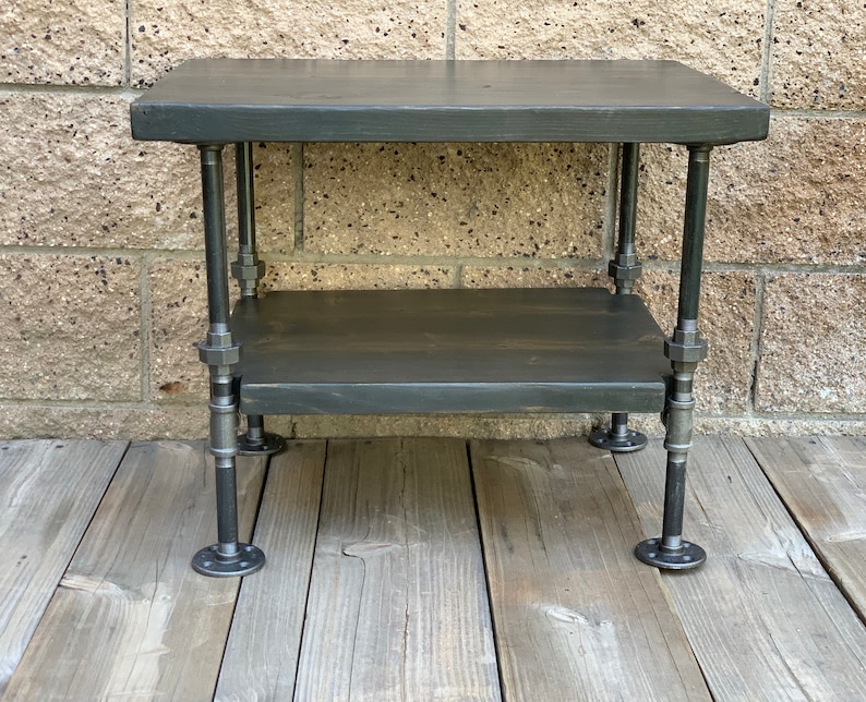 Industrial Table, Industrial Nightstand, Industrial Decor, Steampunk Decor, Side Table, Rustic Nightstand, Pipe Table 402 image 2