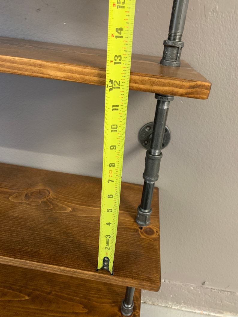 Reclaimed look wood pipe shelving unit shelves wall shelf Etsy