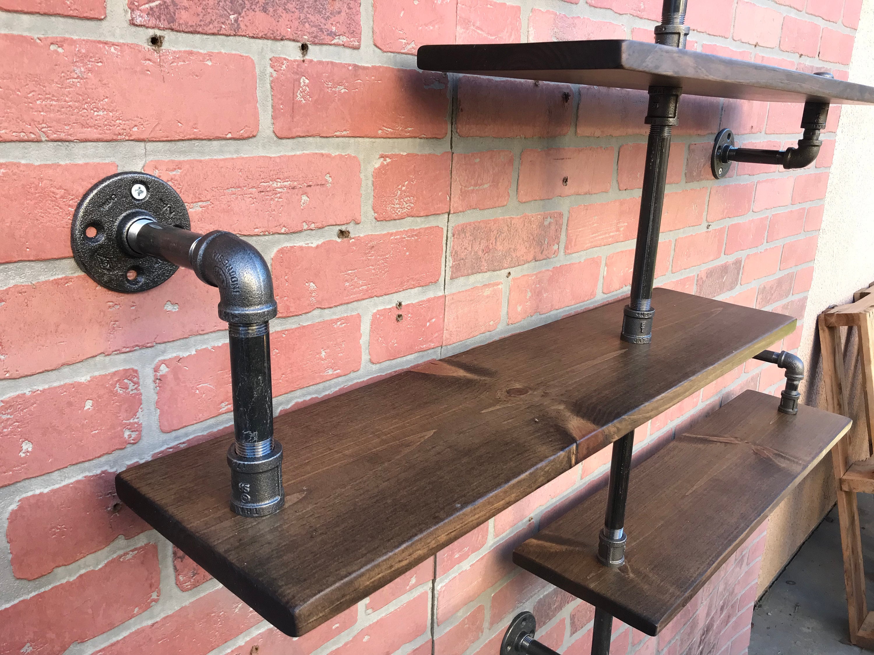 Industrial Shelf Pipe Shelf Shelves Rustic Kitchen Bathroom Etsy