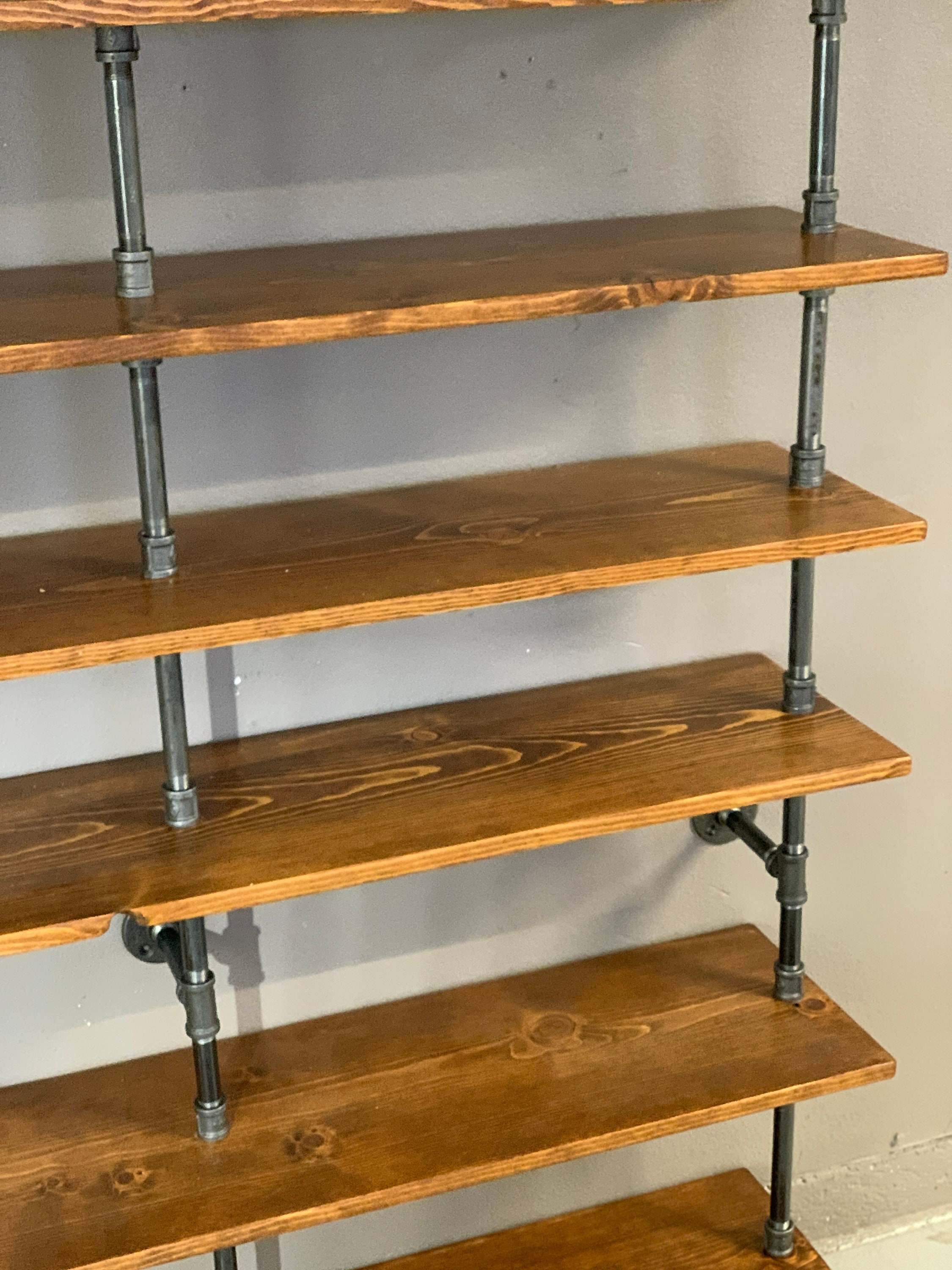 Reclaimed Look Wood Pipe Shelving Unit Shelves Wall Shelf Etsy