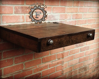 Rustic Nightstand, Rustic Side Table, Steampunk Table, Bedroom Decor, Industrial Decor, Urban Decor, Floating Table, ,