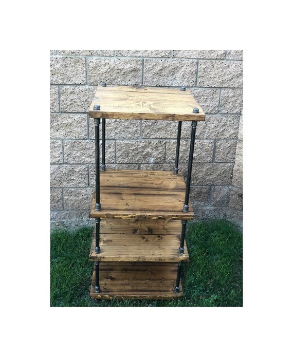 Industrial Shelf, Stand Alone Shelving, Pipe Wood Shelf, Printer